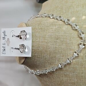 Ethel & Myrtle Silver Crystal Necklace and Earring Set